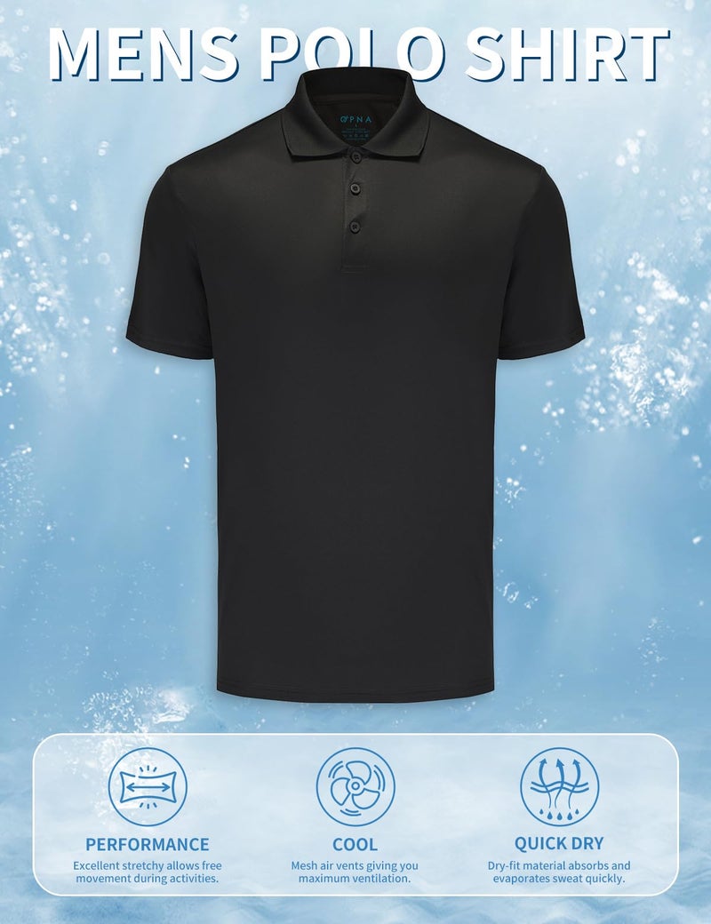 Opna Mens Dry-Fit Golf Polo Shirts,Black,3X-Large - Image 5